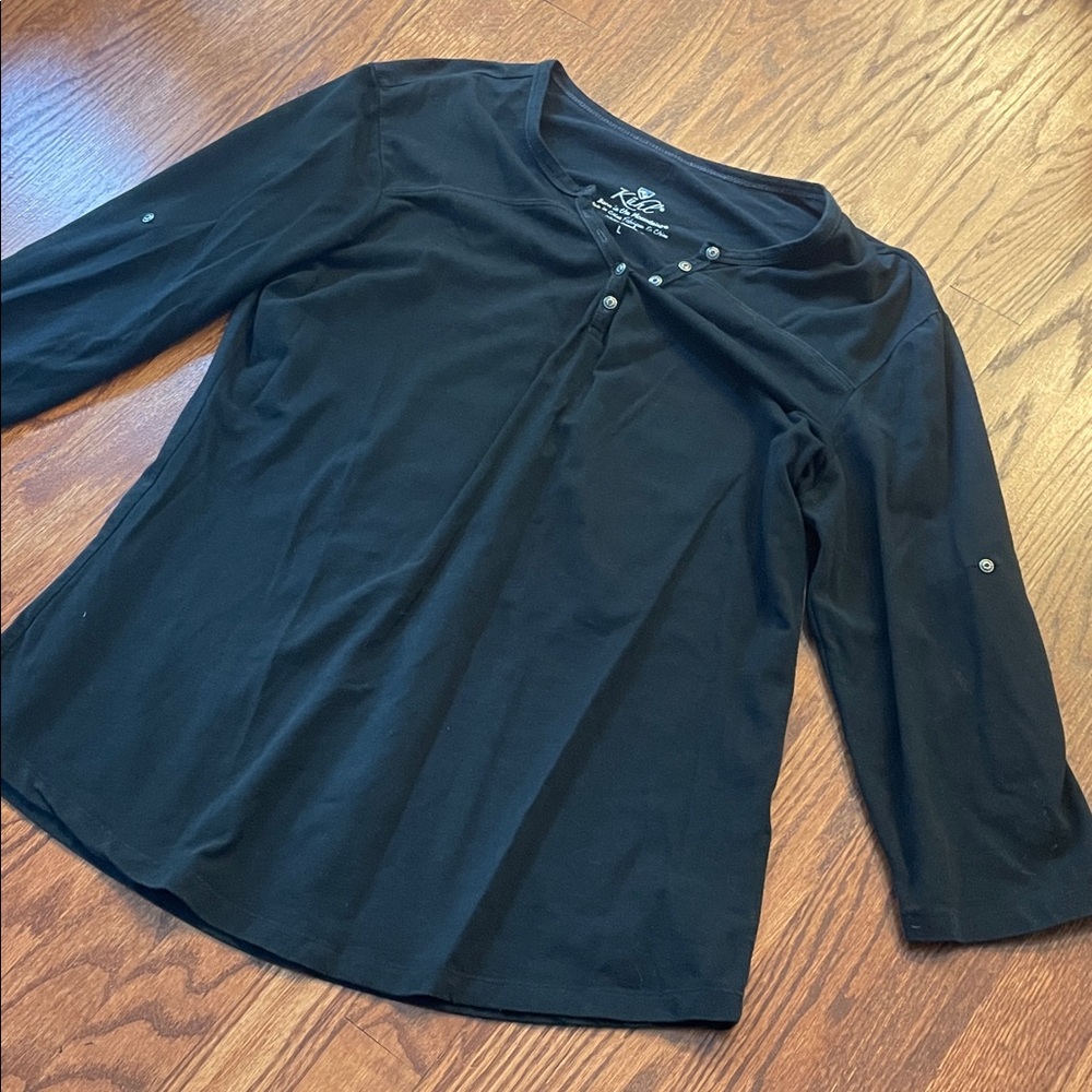 Kuhl Black 3/4 Sleeve Top with Button Detail